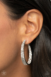 GLITZY By Association Hoop Block Buster White Earring