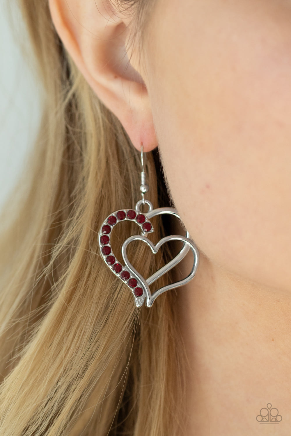 Double The Heartache Red Earring