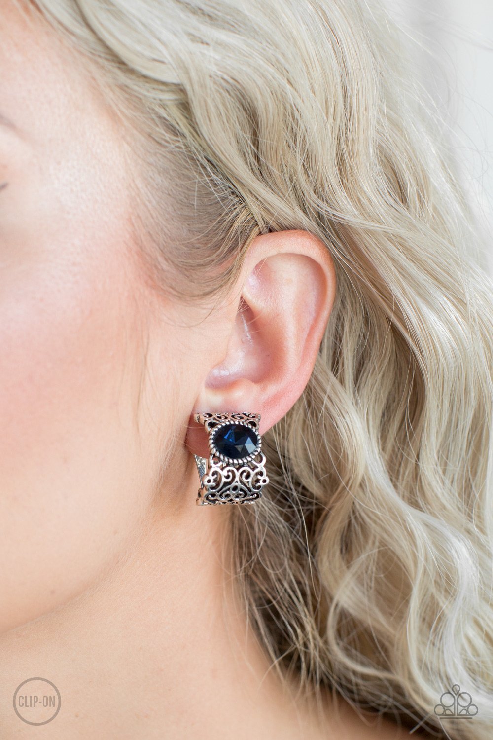 Glamorously Grand Duchess Blue Clip-On Earring