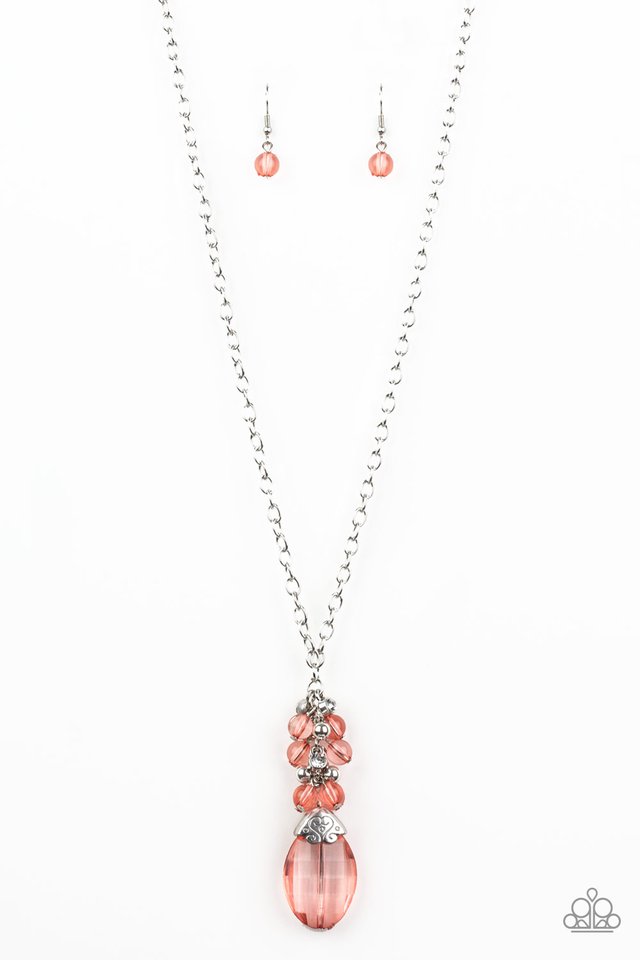Crystal Cascade Necklace (Orange, Pink)