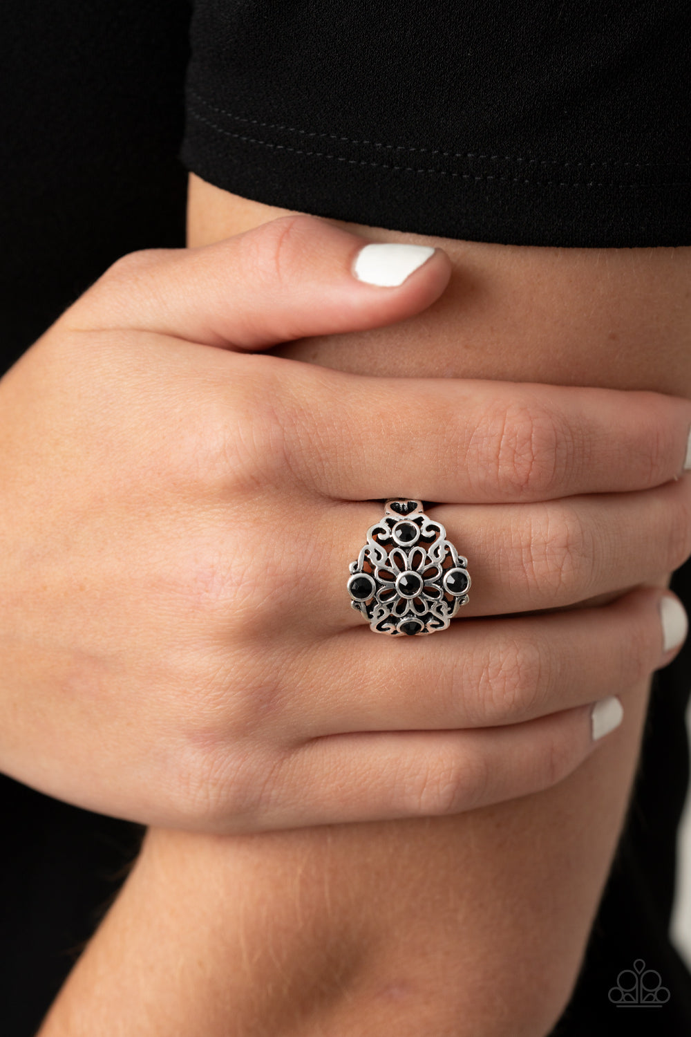 One DAISY At A Time Black Ring