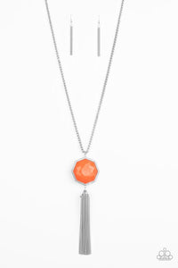 Long Tassel Orange Necklace
