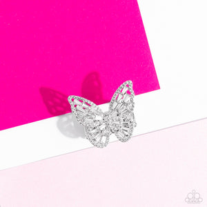 Bright-Eyed Butterfly Ring (White, Copper)
