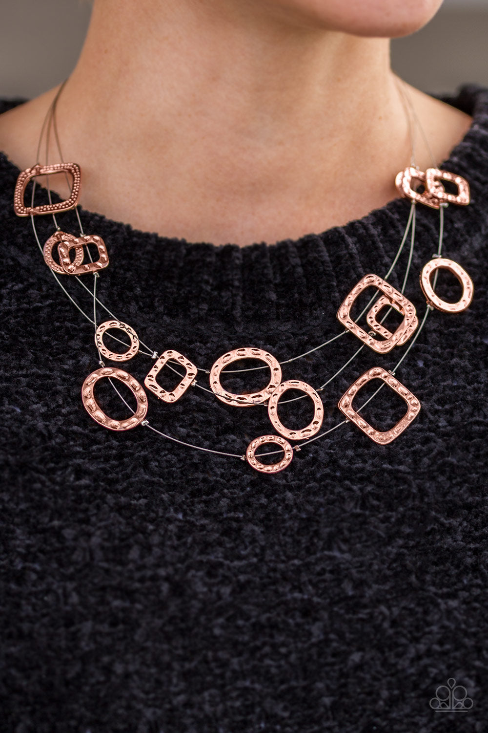 GEO-ing Strong Shiny Copper Necklace