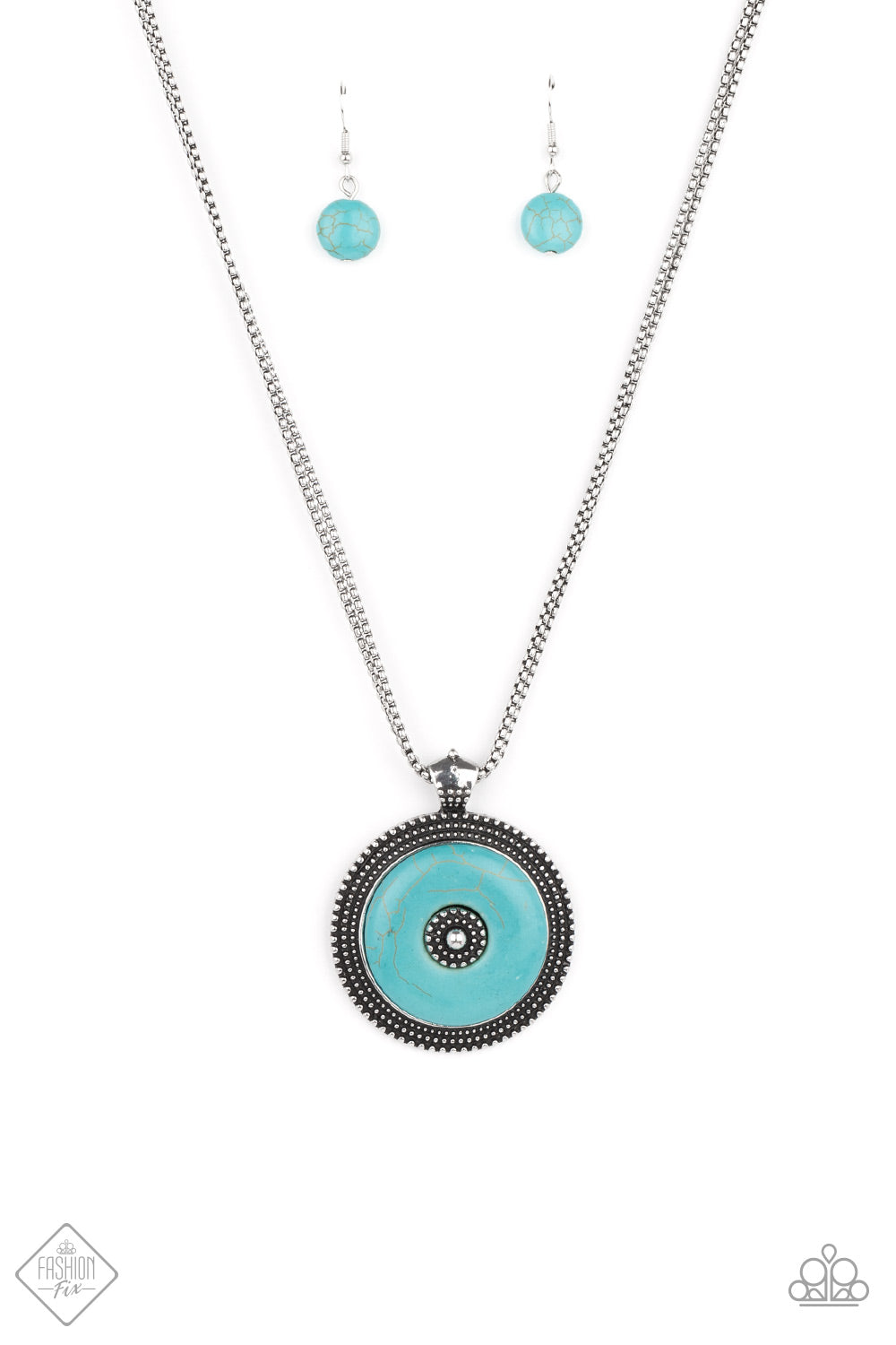 Epicenter of Attention Necklace (Blue, White)