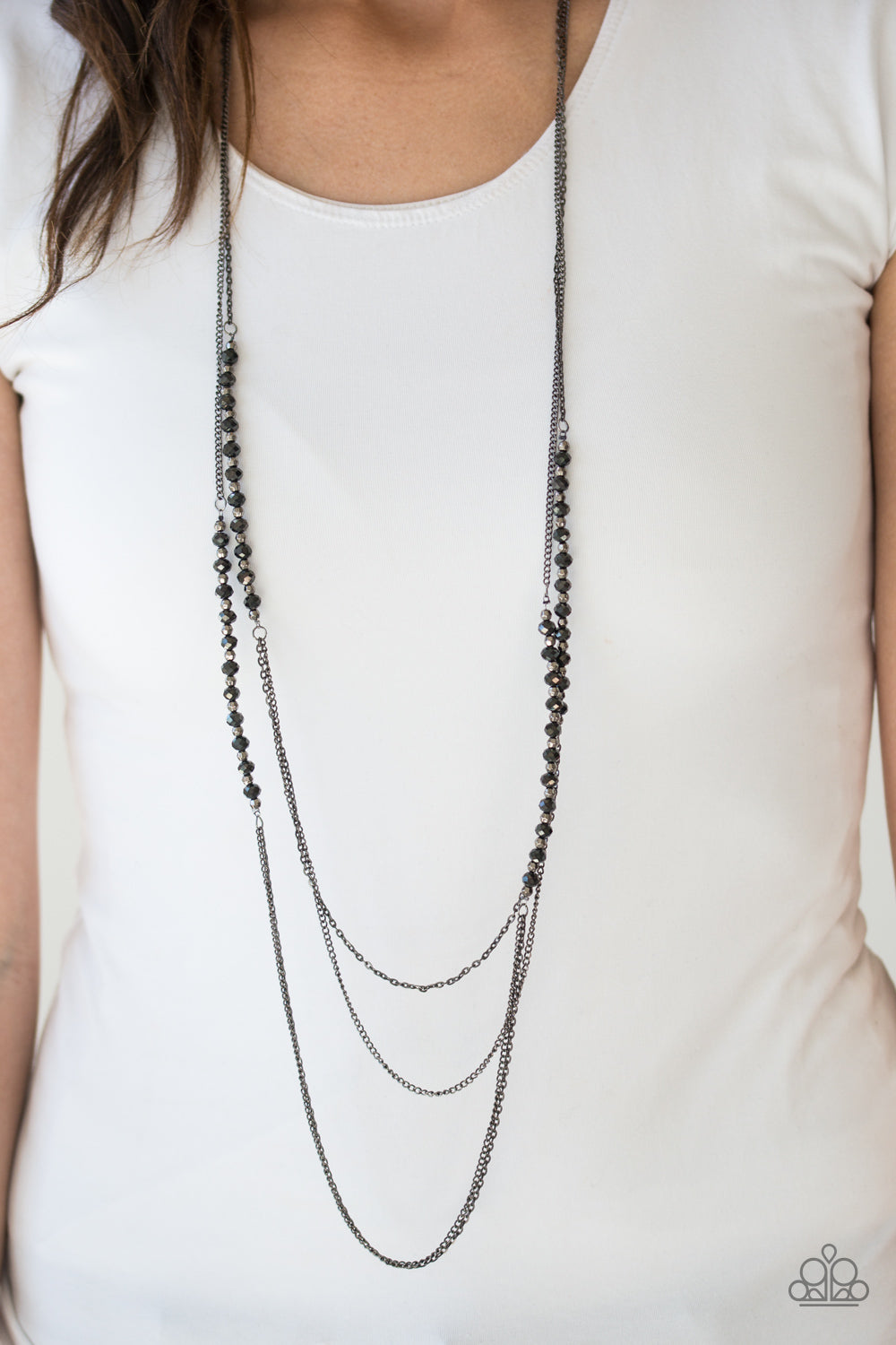 Shimmer Showdown Necklace (Black, Silver)