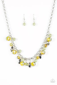 BLING Down The Curtain Green Necklace