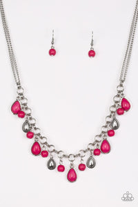 Welcome To The Bedrock Pink Necklace