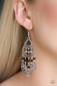 Eastern Excursion Black Earring