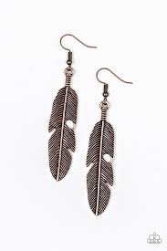 Feathers QUILL Fly Copper Earring