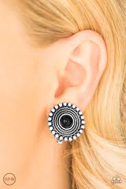 WHEELing and Able Clip-On Black Earring