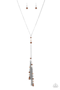Timeless Tassels Necklace (Brown, Pink)