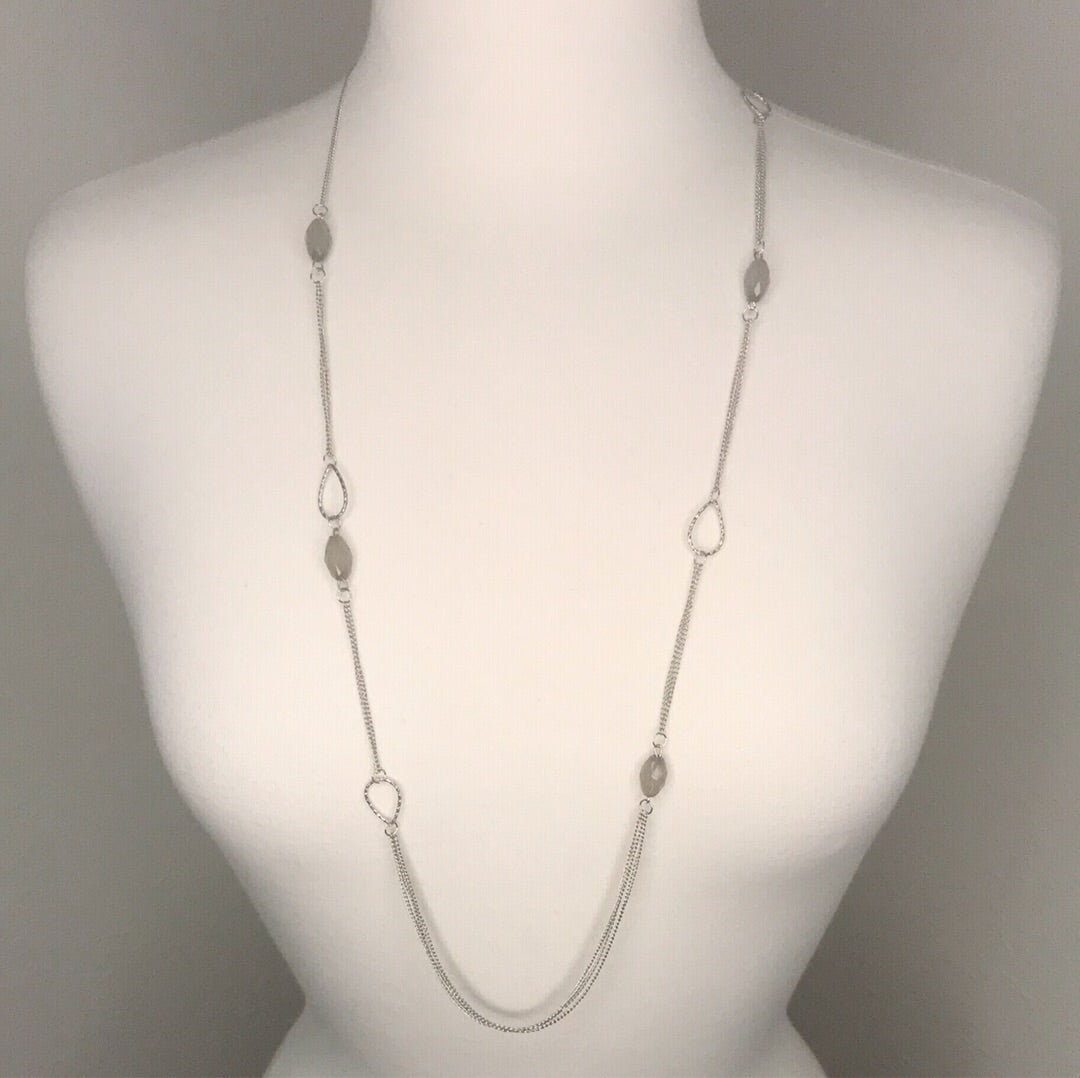 Vintage Long Cloudy Gray Silver Necklace