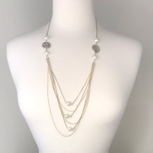 Vintage Layered Pearl and Silver Necklace