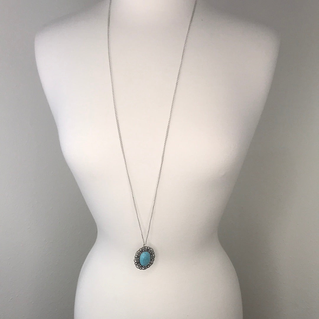Vintage Long Stone Turquoise Necklace